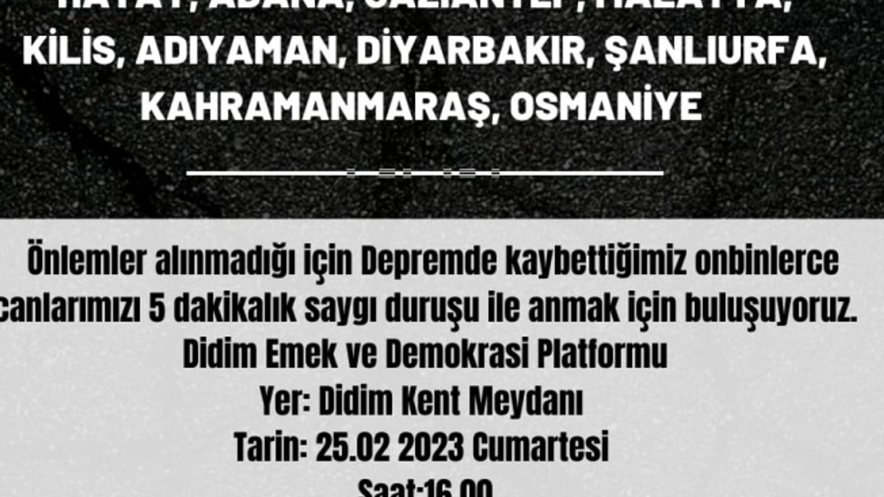 Emek ve Demokrasi güçleri saygı duruşunda bulunacak