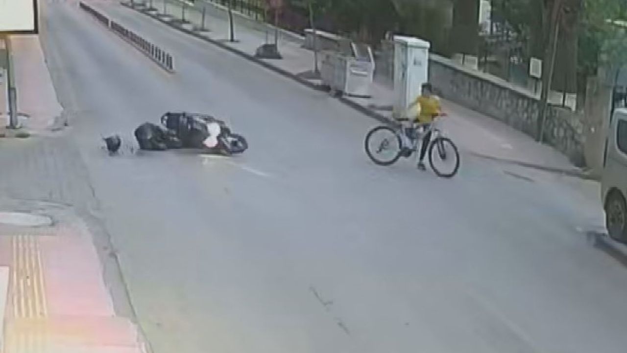 Motosikletli genç, bisikletli çocuğa çarpmamak için kendini feda etti