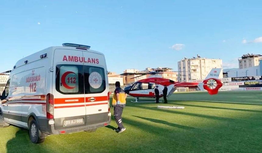 Helikopter ambulans genç hasta için havalandı