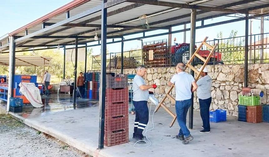 Zeytin alım alanı aydınlatıldı