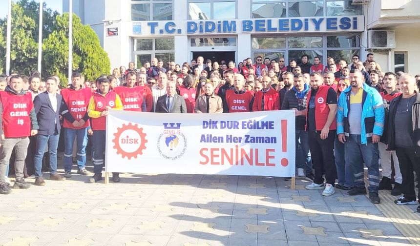 Belediye işçilerinden Gençay'a destek