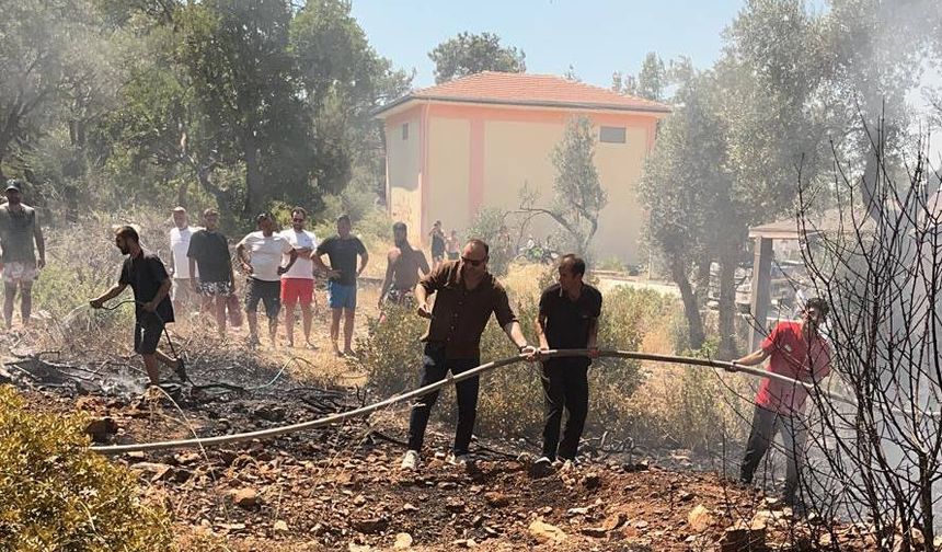 Akbük’te Or­man­lık Alan­da Yan­gın Pa­ni­ği